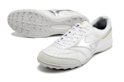 Mizuno Morelia Sala Japan TF Low-Tops Soccer Shoes - White/Silver/Yellow
