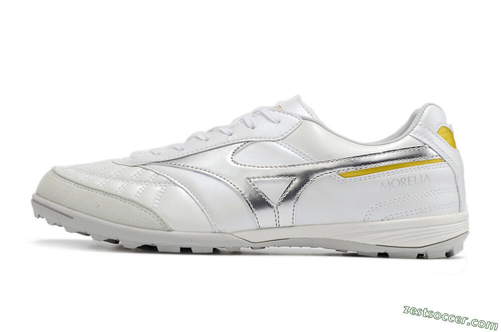 Mizuno Morelia Sala Japan TF Low-Tops Soccer Shoes - White/Silver/Yellow 2