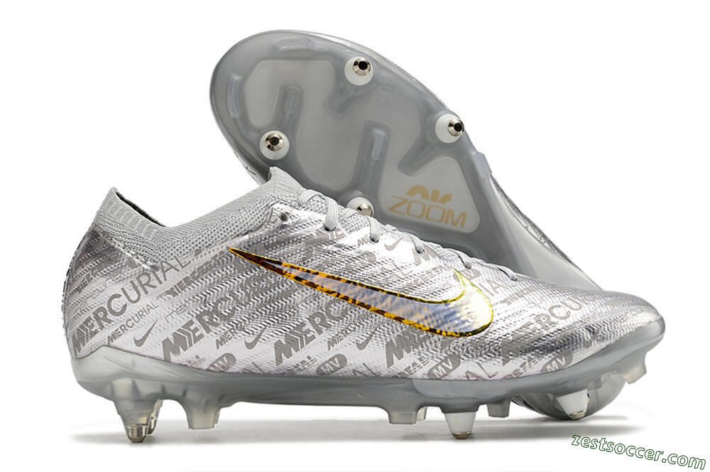 Nike Air Zoom Mercurial Vapor 15 Elite SG Low-Tops Soccer Cleats - Silver/Gold 0