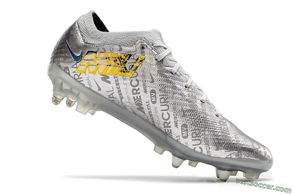 Nike Air Zoom Mercurial Vapor 15 Elite SG Low-Tops Soccer Cleats - Silver/Gold 4