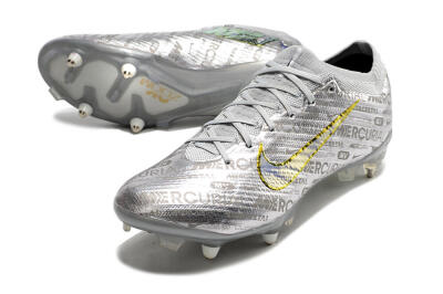 Nike Air Zoom Mercurial Vapor 15 Elite SG Low-Tops Soccer Cleats - Silver/Gold