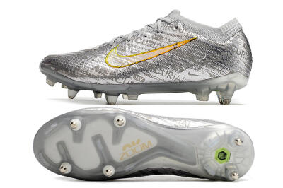 Nike Air Zoom Mercurial Vapor 15 Elite SG Low-Tops Soccer Cleats - Silver/Gold