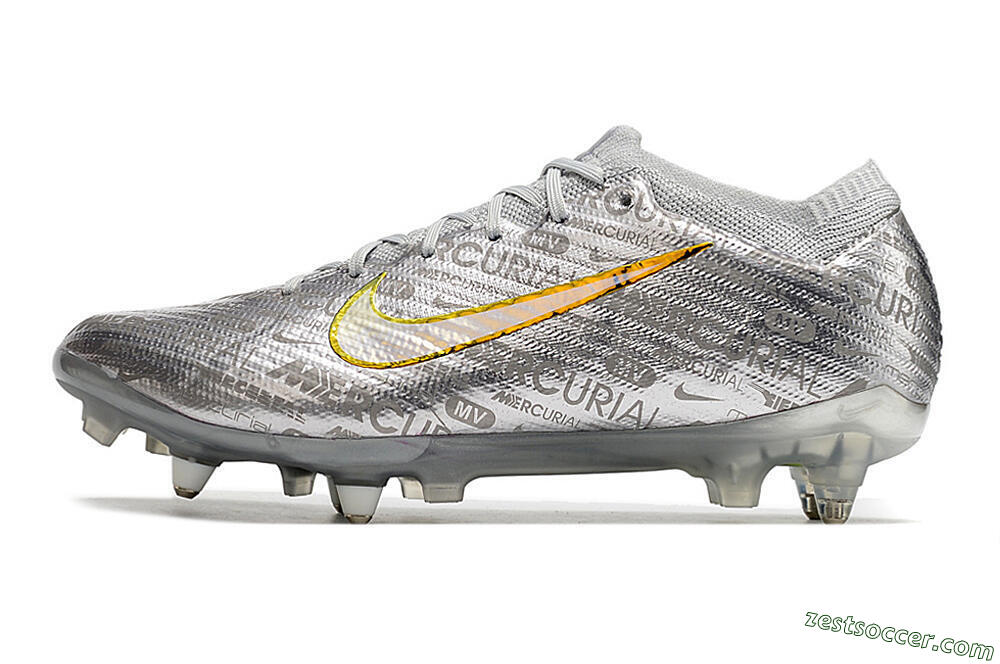 Nike Air Zoom Mercurial Vapor 15 Elite SG Low-Tops Soccer Cleats - Silver/Gold 2