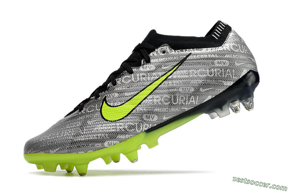 Nike Air Zoom Mercurial Vapor 15 Elite SG Low-Tops Soccer Cleats - Silver/Green/Black 4