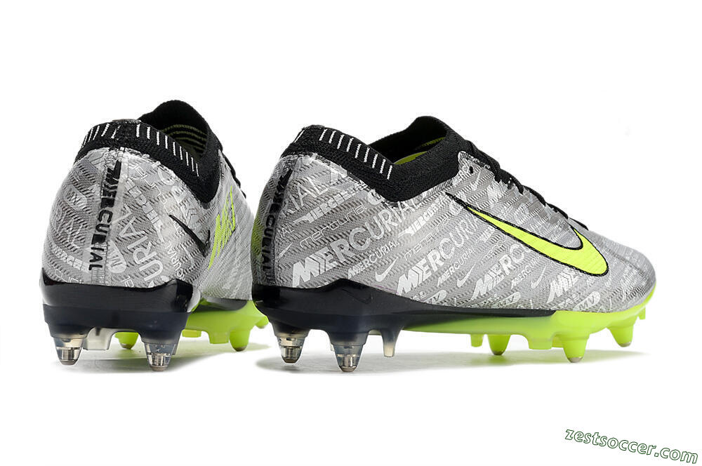 Nike Air Zoom Mercurial Vapor 15 Elite SG Low-Tops Soccer Cleats - Silver/Green/Black 6