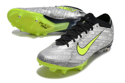 Nike Air Zoom Mercurial Vapor 15 Elite SG Low-Tops Soccer Cleats - Silver/Green/Black