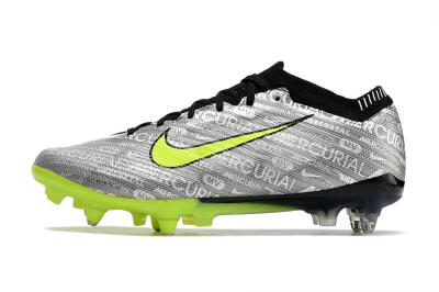 Nike Air Zoom Mercurial Vapor 15 Elite SG Low-Tops Soccer Cleats - Silver/Green/Black