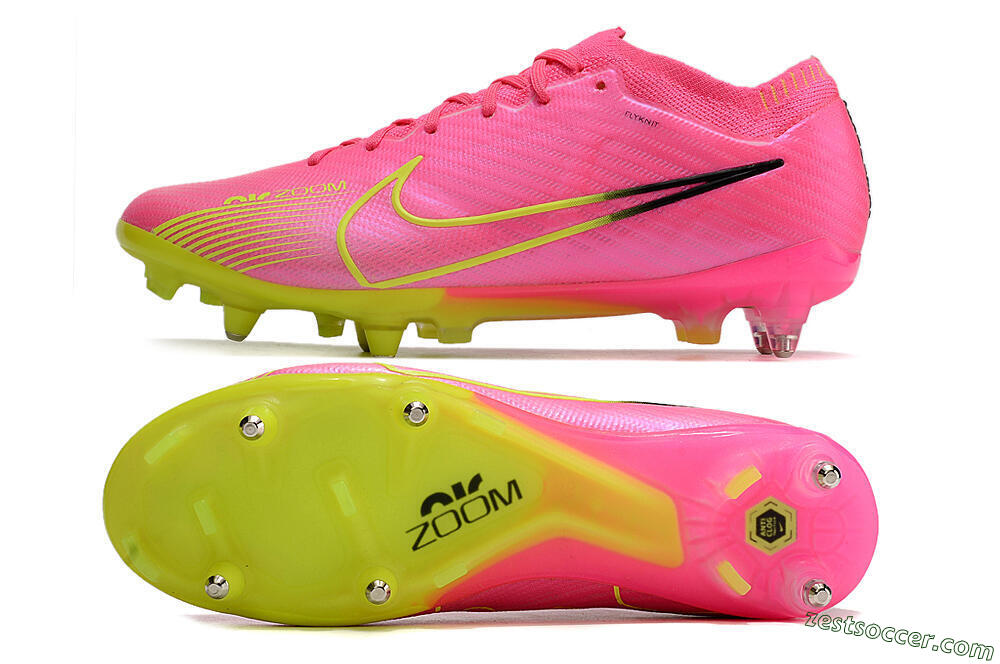 Nike Air Zoom Mercurial Vapor 15 Elite SG Low-Tops Soccer Cleats - Pink/Green/Black 1