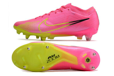 Nike Air Zoom Mercurial Vapor 15 Elite SG Low-Tops Soccer Cleats - Pink/Green/Black