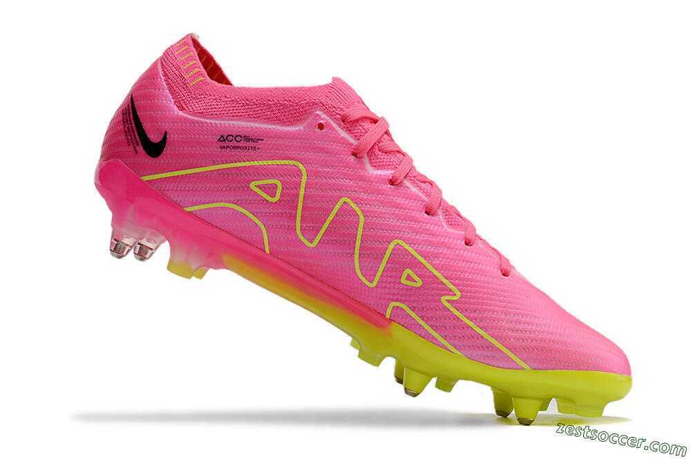 Nike Air Zoom Mercurial Vapor 15 Elite SG Low-Tops Soccer Cleats - Pink/Green/Black 4