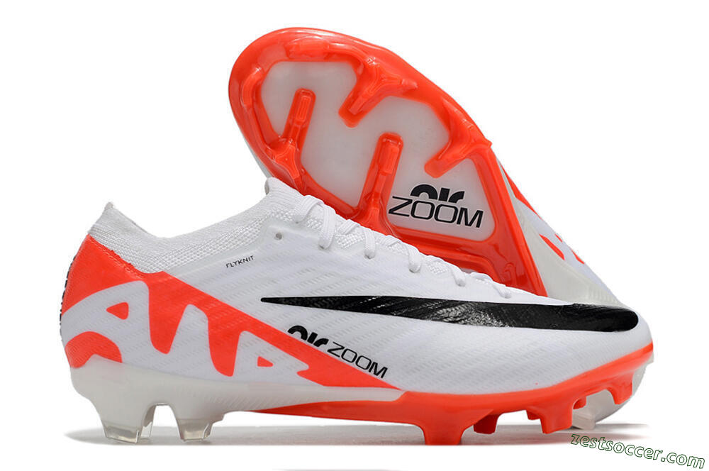 Nike Air Zoom Mercurial Vapor 15 Elite FG Low-Tops Soccer Cleats - White/Black/Red 0