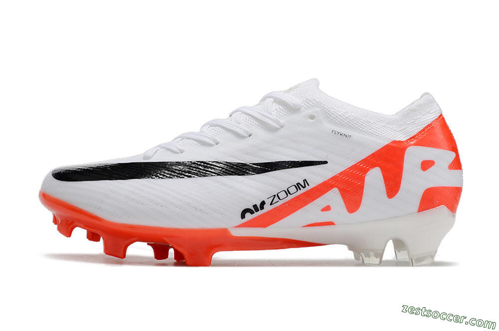 Nike Air Zoom Mercurial Vapor 15 Elite FG Low-Tops Soccer Cleats - White/Black/Red 2