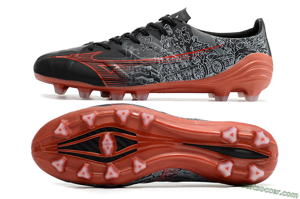 Mizuno Morelia Alpha an FG Low-Tops Soccer Cleats - Black/Red 1