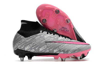 Nike Air Zoom Mercurial Superfly 9 Elite SG High-Tops Soccer Cleats - Silver/Black/Pink