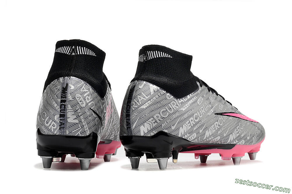 Nike Air Zoom Mercurial Superfly 9 Elite SG High-Tops Soccer Cleats - Silver/Black/Pink 6