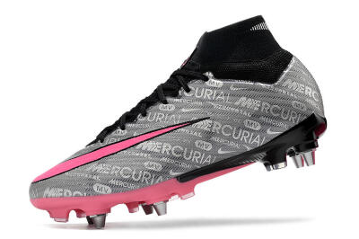 Nike Air Zoom Mercurial Superfly 9 Elite SG High-Tops Soccer Cleats - Silver/Black/Pink