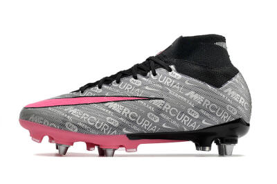 Nike Air Zoom Mercurial Superfly 9 Elite SG High-Tops Soccer Cleats - Silver/Black/Pink