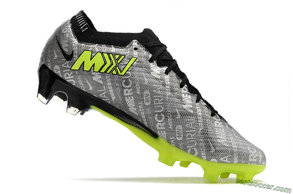 Nike AIR Zoom Mercurial Vapor 15 Elite FG Low-Tops Soccer Cleats - Silver/Green/Black 4