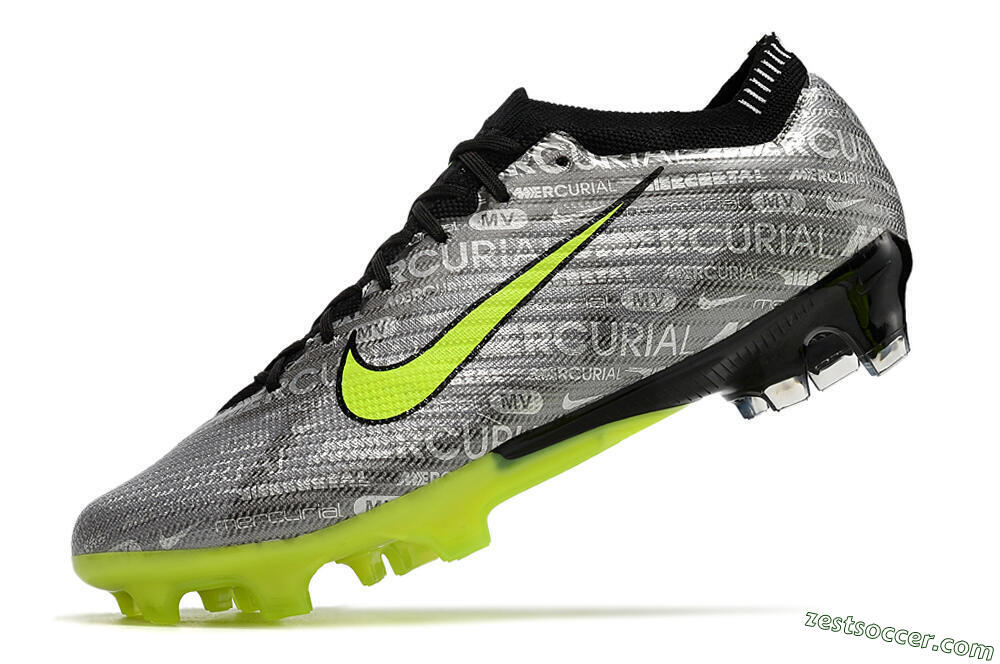 Nike AIR Zoom Mercurial Vapor 15 Elite FG Low-Tops Soccer Cleats - Silver/Green/Black 5
