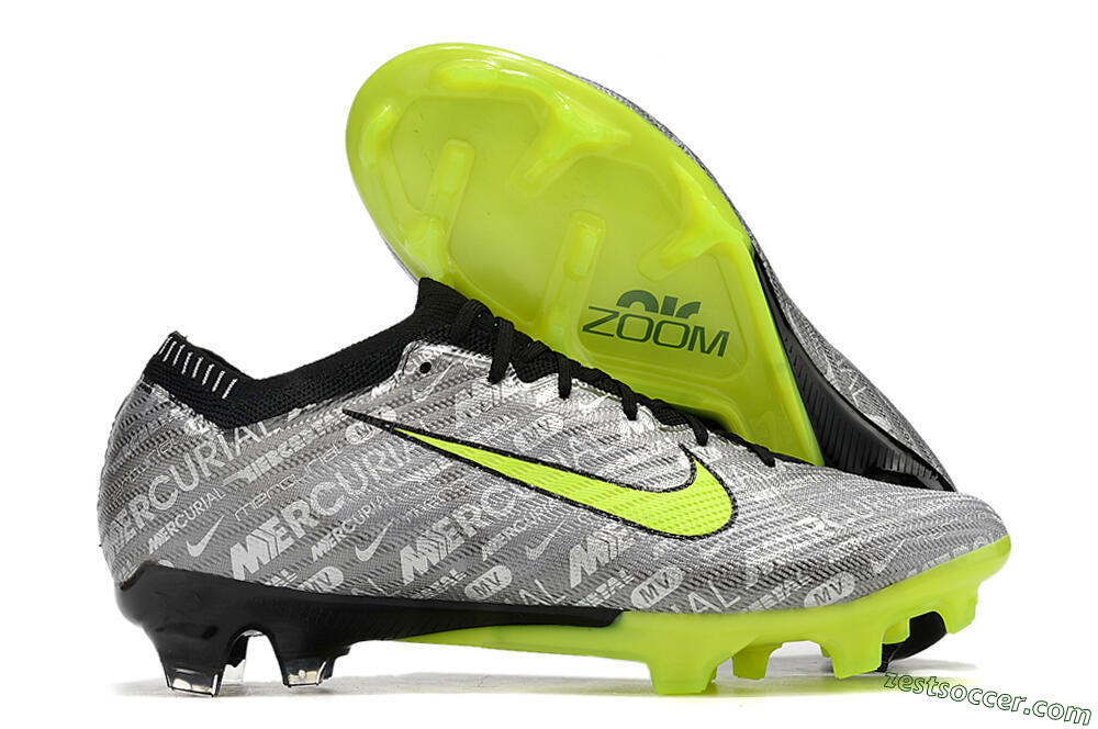 Nike AIR Zoom Mercurial Vapor 15 Elite FG Low-Tops Soccer Cleats - Silver/Green/Black 0