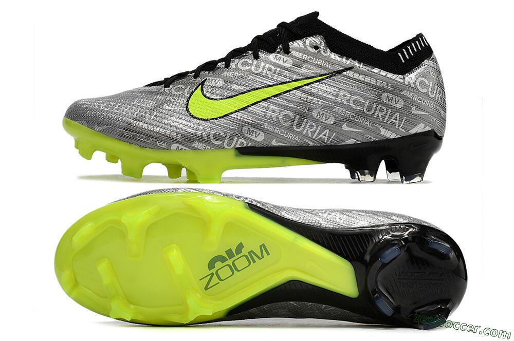 Nike AIR Zoom Mercurial Vapor 15 Elite FG Low-Tops Soccer Cleats - Silver/Green/Black 1