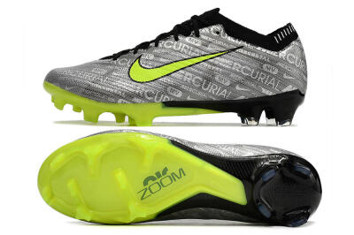 Nike AIR Zoom Mercurial Vapor 15 Elite FG Low-Tops Soccer Cleats - Silver/Green/Black