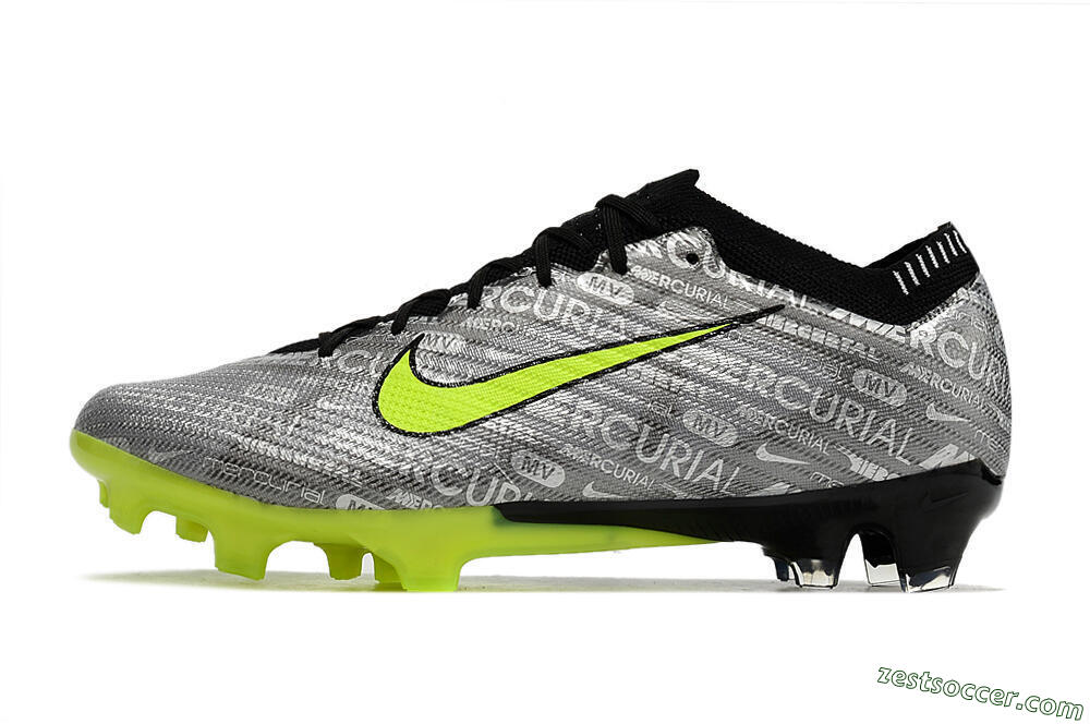Nike AIR Zoom Mercurial Vapor 15 Elite FG Low-Tops Soccer Cleats - Silver/Green/Black 2