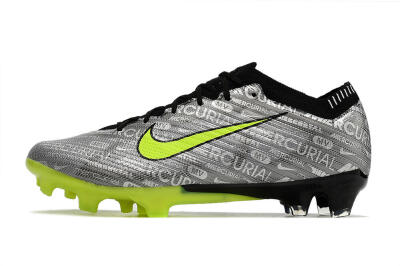 Nike AIR Zoom Mercurial Vapor 15 Elite FG Low-Tops Soccer Cleats - Silver/Green/Black