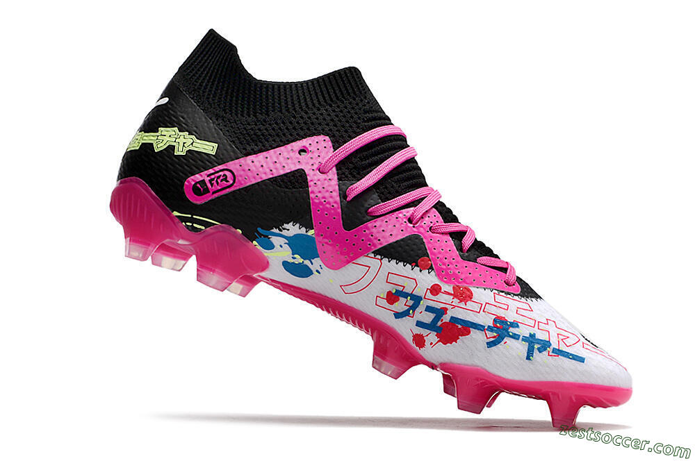 Puma Future X Powercat Tokyo Match FG Low-Tops Soccer Cleats - White/Black/Green/Pink 4