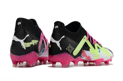 Puma Future X Powercat Tokyo Match FG Low-Tops Soccer Cleats - White/Black/Green/Pink
