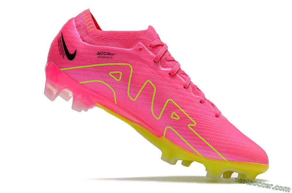 Nike Air Zoom Mercurial Vapor 15 Elite FG Low-Tops Soccer Cleats - Pink/Green/Black 4