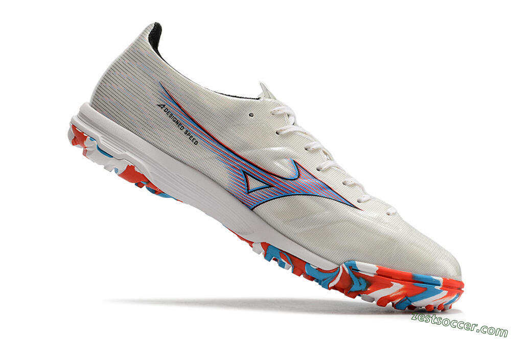 Mizuno Morelia Alpha Japan TF Low-Tops Soccer Shoes - White/Blue/Red 4