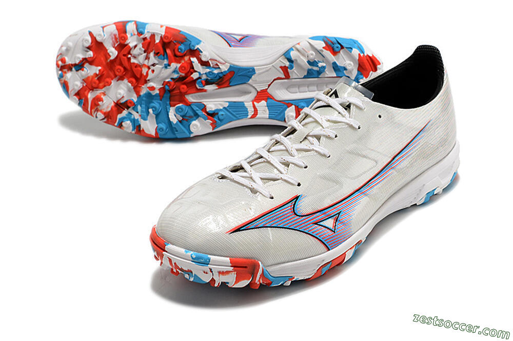 Mizuno Morelia Alpha Japan TF Low-Tops Soccer Shoes - White/Blue/Red 3