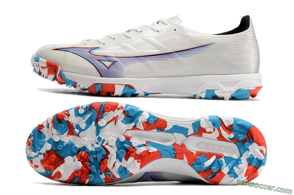 Mizuno Morelia Alpha Japan TF Low-Tops Soccer Shoes - White/Blue/Red 1