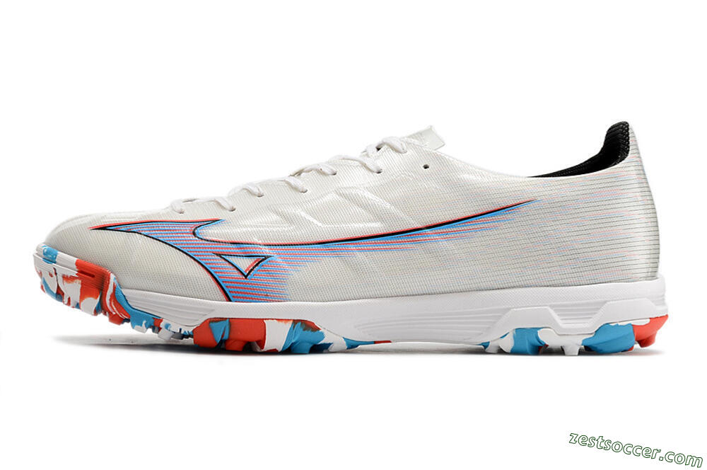Mizuno Morelia Alpha Japan TF Low-Tops Soccer Shoes - White/Blue/Red 2