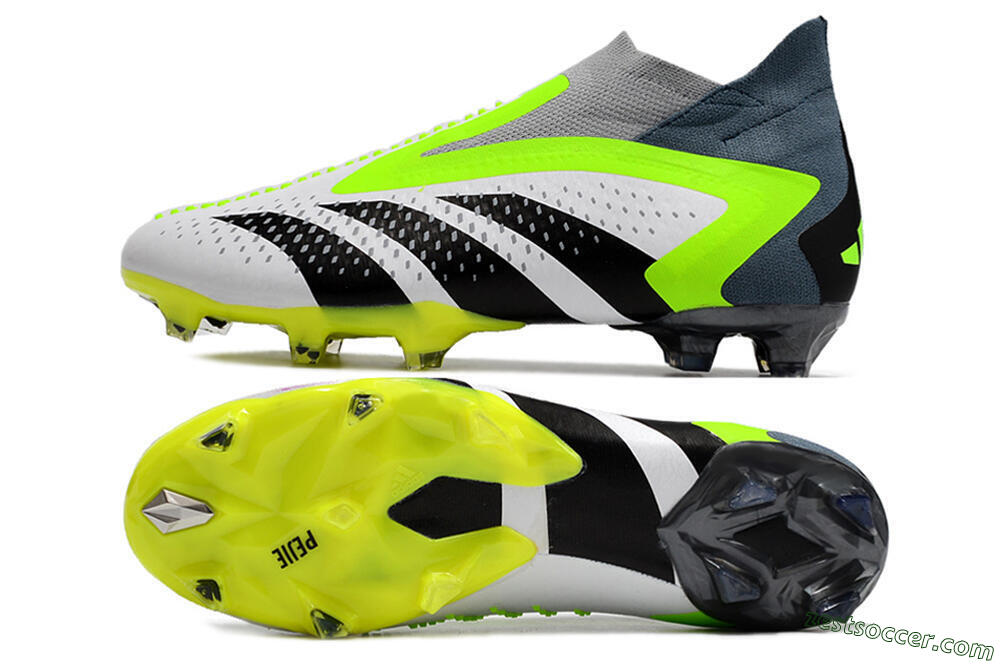 Adidas Predator Accuracy+ FG High-Tops Soccer Cleats - White/Black/Green 1