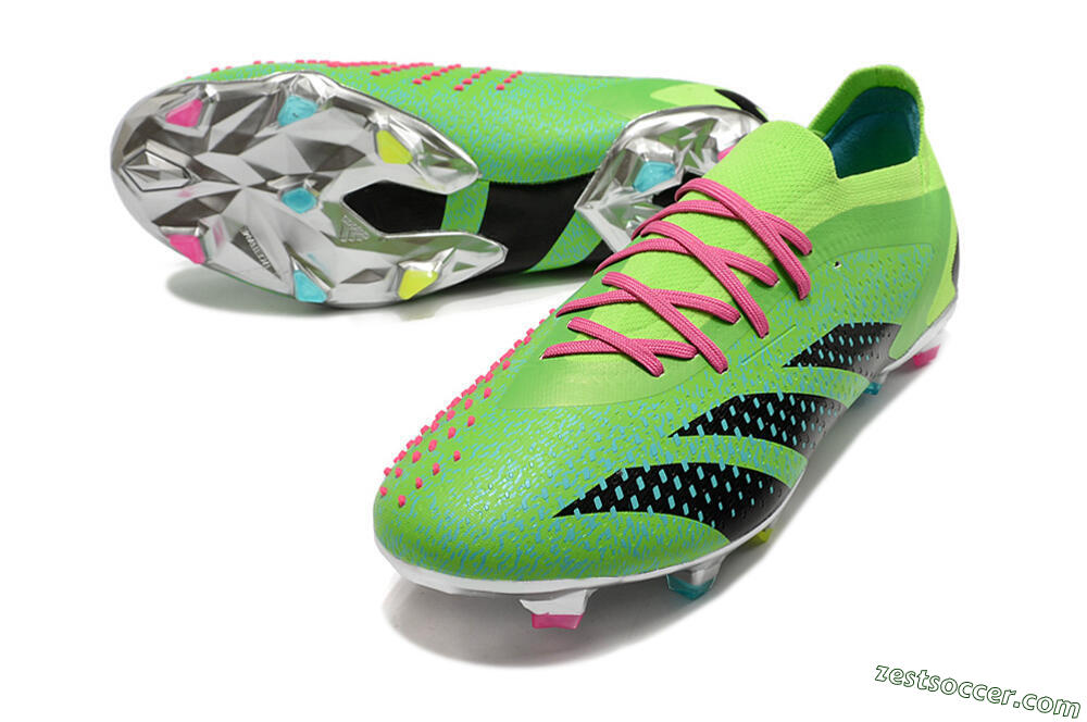 Adidas Predator Accuracy.1 Low FG Low-Tops Soccer Cleats - Green/Blue/Black 3