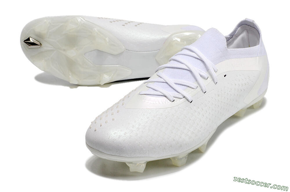 Adidas Predator Accuracy.1 Low FG Low-Tops Soccer Cleats - White/White 3