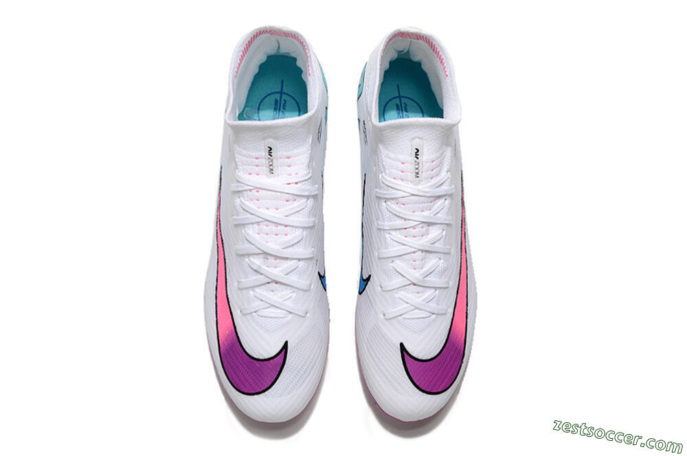 Nike Air Zoom Mercurial Superfly 9 Elite FG High-Tops Soccer Cleats - White/Pink/Purple 4