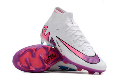 Nike Air Zoom Mercurial Superfly 9 Elite FG High-Tops Soccer Cleats - White/Pink/Purple