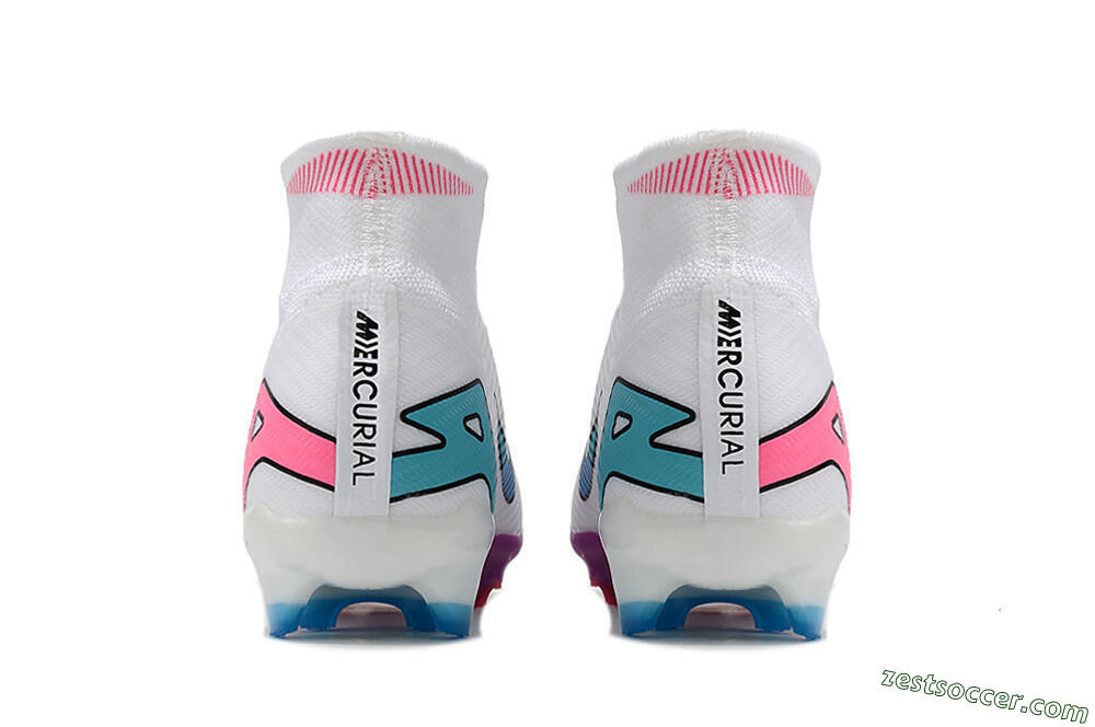 Nike Air Zoom Mercurial Superfly 9 Elite FG High-Tops Soccer Cleats - White/Pink/Purple 5