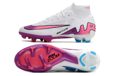 Nike Air Zoom Mercurial Superfly 9 Elite FG High-Tops Soccer Cleats - White/Pink/Purple