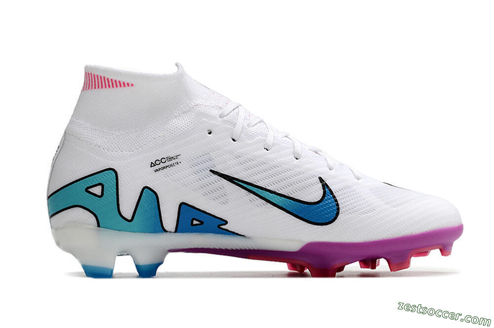 Nike Air Zoom Mercurial Superfly 9 Elite FG High-Tops Soccer Cleats - White/Pink/Purple 7