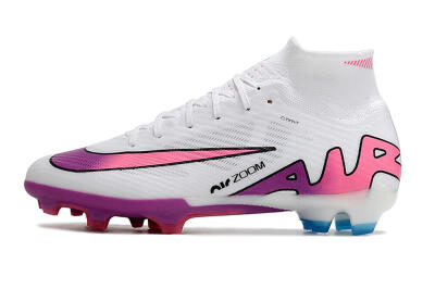 Nike Air Zoom Mercurial Superfly 9 Elite FG High-Tops Soccer Cleats - White/Pink/Purple