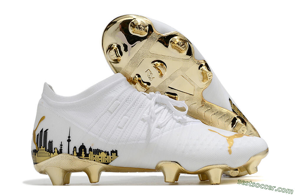 Puma Future Z 1.1 FG Low-Tops Soccer Cleats - White/Blakc/Gold 0