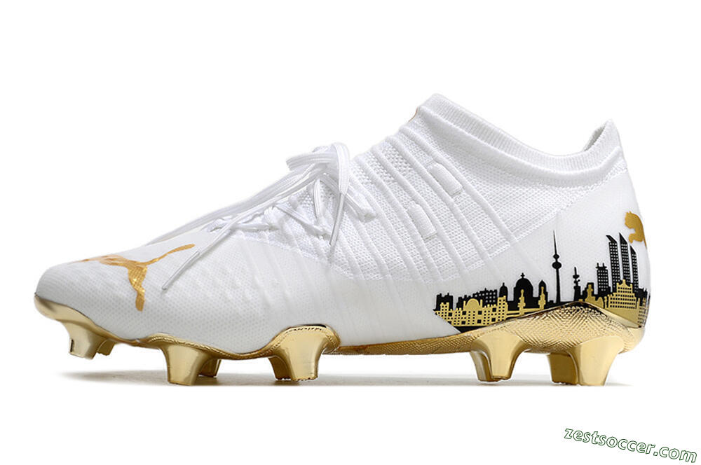 Puma Future Z 1.1 FG Low-Tops Soccer Cleats - White/Blakc/Gold 2