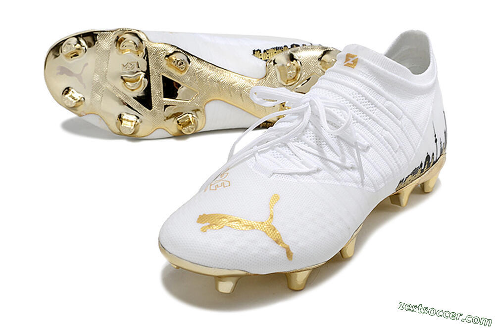 Puma Future Z 1.1 FG Low-Tops Soccer Cleats - White/Blakc/Gold 3