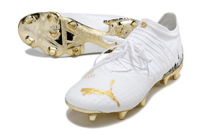 Puma Future Z 1.1 FG Low-Tops Soccer Cleats - White/Blakc/Gold