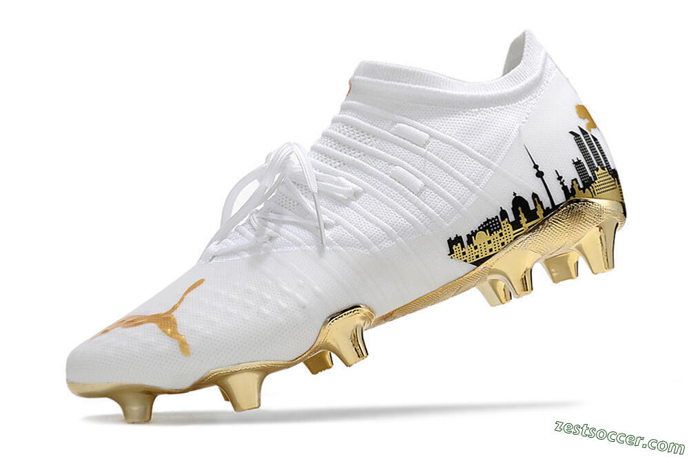 Puma Future Z 1.1 FG Low-Tops Soccer Cleats - White/Blakc/Gold 4