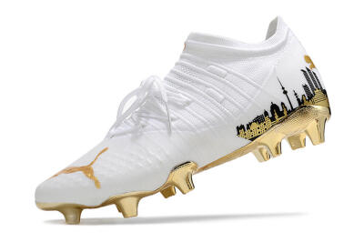Puma Future Z 1.1 FG Low-Tops Soccer Cleats - White/Blakc/Gold